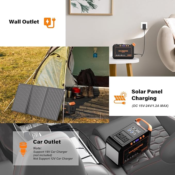 MARBERO Solar Generator 111Wh Portable Power Station with Solar Panel 30W Included Power Bank with AC Outlet 120W Surge for Home Outages Camping Outdoor Adventure Emergency - Image 6