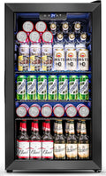 Feelfunn 3.2 Cu.Ft Mini Fridge with Glass Door - 126 Can Beverage Refrigerator Cooler for Drink Beer Wine Soda, Small Fridge for Bedroom Office Bar Dorm, 4 Adjustable Shelves, Black by Feelfunn