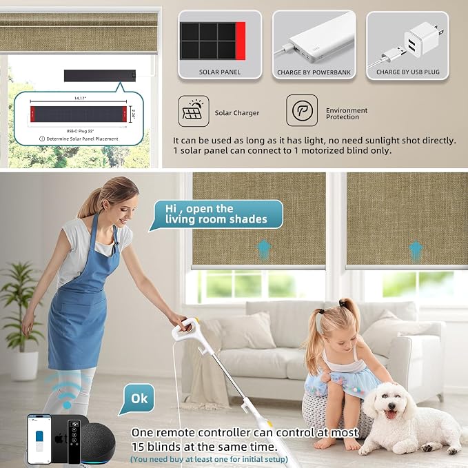 SmartWings Motorized 100% Blackout Shades Blinds, Custom Size, Cordless Window - Image 2