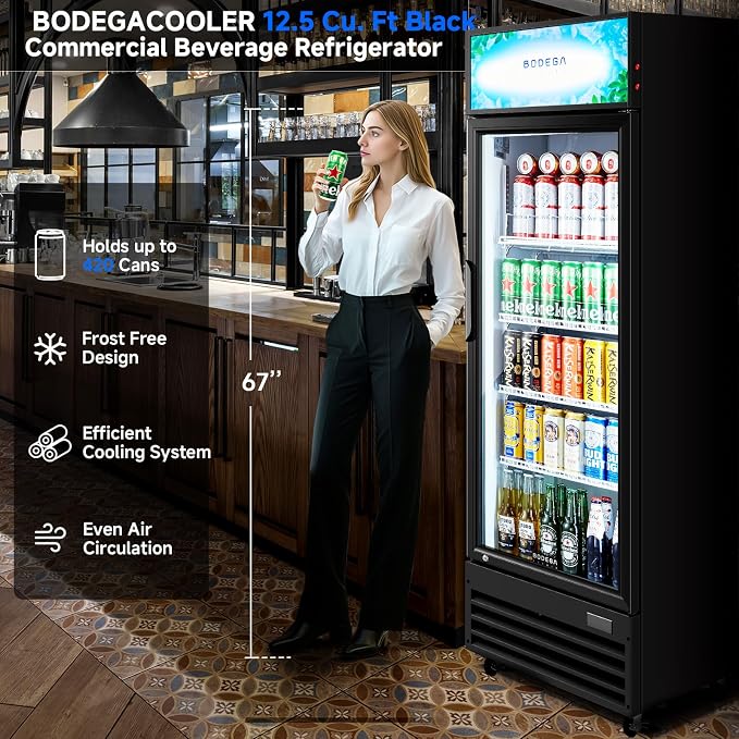 BODEGACOOLER Beverage Refrigerator, 12.5 Cu.Ft. Commercial Glass Door Fridge – Holds 420 Cans, Perfect for Game Day Watch Party & Summer BBQ, Drink Cooler for Home Bar, Patio, Garage, Man Cave - Image 5