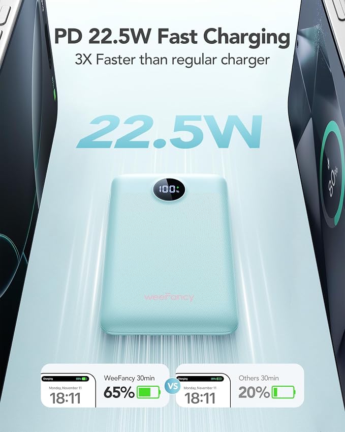 Mini Portable Charger with Built-in Cables 20W Fast Charging Power Bank USB-C Small Battery Pack 10000mAh Travel Essential Slim Battery for iPhone 17/16/15/14, Samsung 25/24, and More - Image 3
