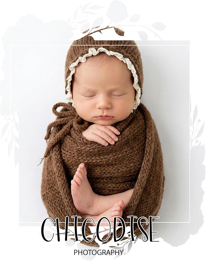 Newborn Photography Props Wraps & Ruffle Edge Bonnet - Image 2