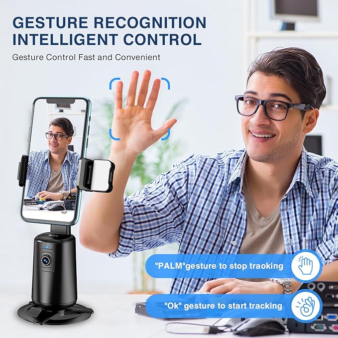 Auto Face Tracking Tripod 360° Rotating Cell Phone Photo and Video Kits Stand - Image 3