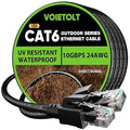 Cat 6 Outdoor Ethernet Cable 100 ft, 24AWG 10Gbps Cat6 Cable Cord Waterproof by EthernetCable