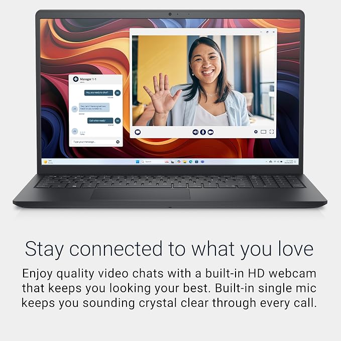 Dell 15.6 Laptop, AMD Ryzen 5 7520U with Radeon 610M, Windows 11 Home | FHD 120Hz IPS, LPDDR5, 512GB SSD, Wi‑Fi 5, Bluetooth, Carbon Black, DC15255 - Image 3
