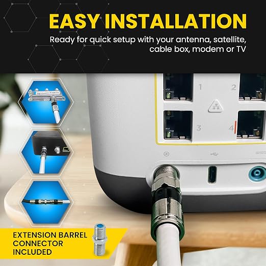 RG6 Coaxial Cable with F Connectors, High Speed Internet and TV Cord - Image 3