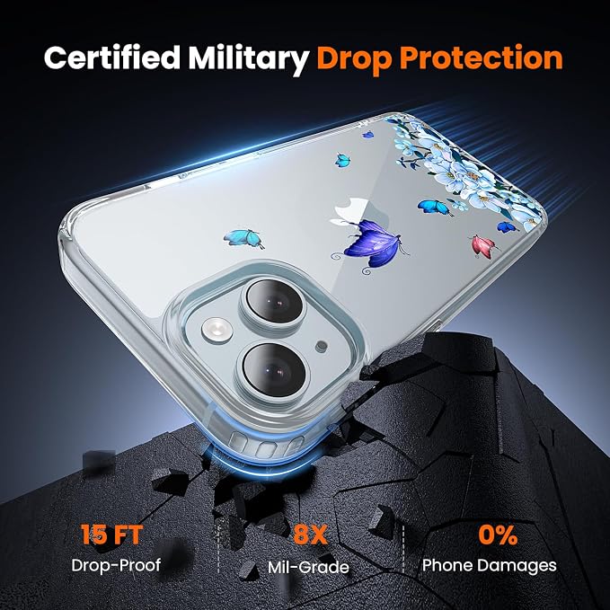 toushion 3 in 1 for iPhone 15 Case Clear, Screen Protector *1 & Camera Lens - Image 3