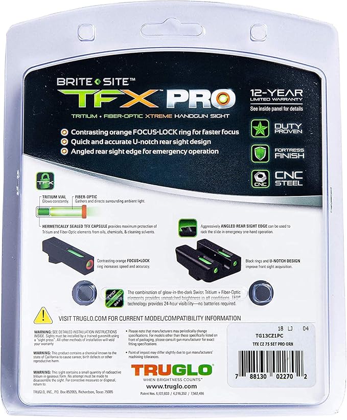 Truglo TFX PRO Handgun Sight, Glowing Shock Proof Tritium and Fiber Optic Night - Image 9