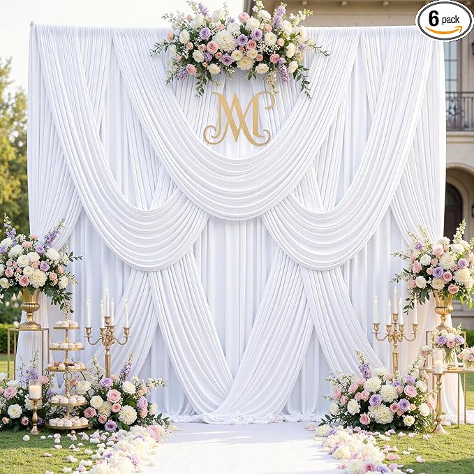 30ftx12ft Wrinkle Free White Backdrop Curtains by CO-AVE