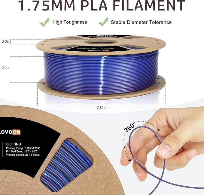 LOVOON pla Filament 1.75mm Color Shift, 3D Printers Filament NEW - Image 3