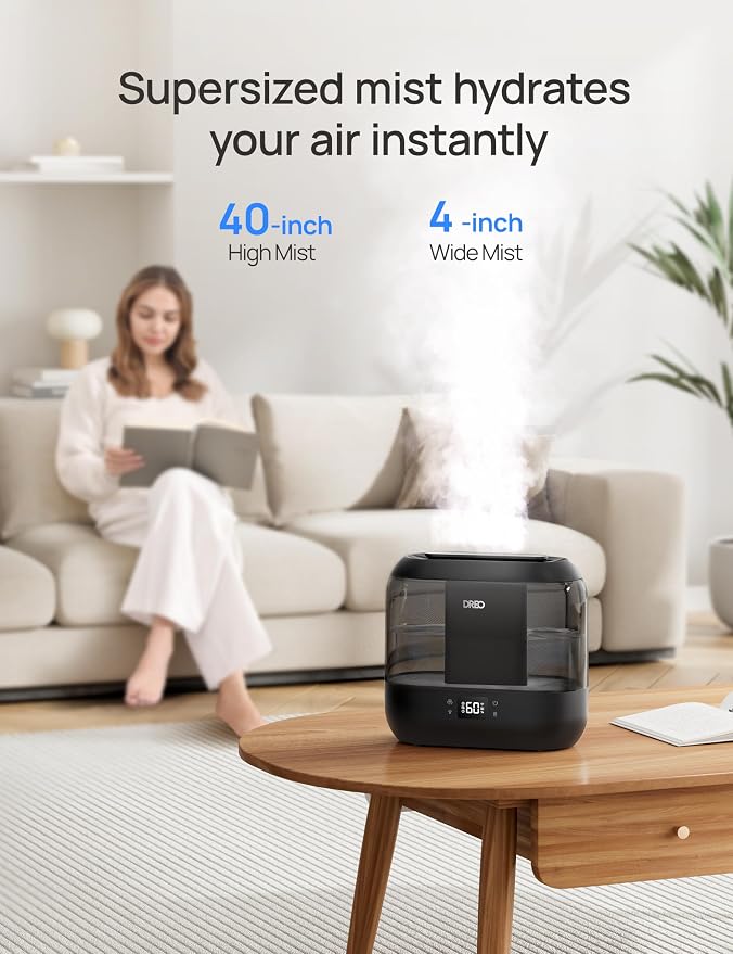 Dreo Smart Humidifiers for Bedroom, Top Fill 4L Supersized Humidifier Large Room with 28 dB, 36H Runtime, Touch/APP/Voice Control, Nightlight, Cool Mist Humidifiers for Baby, Plants, Indoor, Black - Image 4