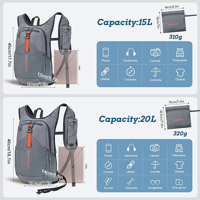 BECOJADDE 15L Small Hiking Backpack - Image 4