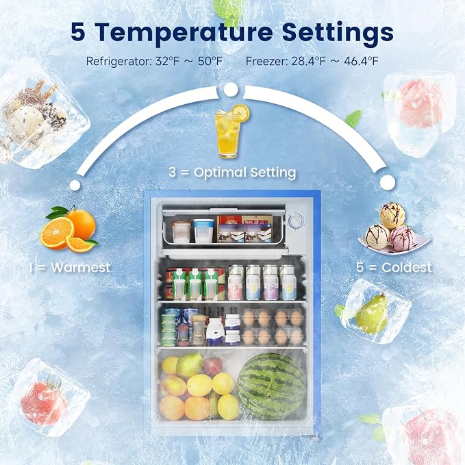 2.6 Cu Ft Small Fridge with Freezer for Office Blue | Mini Refrigerator for Dorm Bedroom, Compact Fridge, Energy-efficient, Low Noise - Image 4