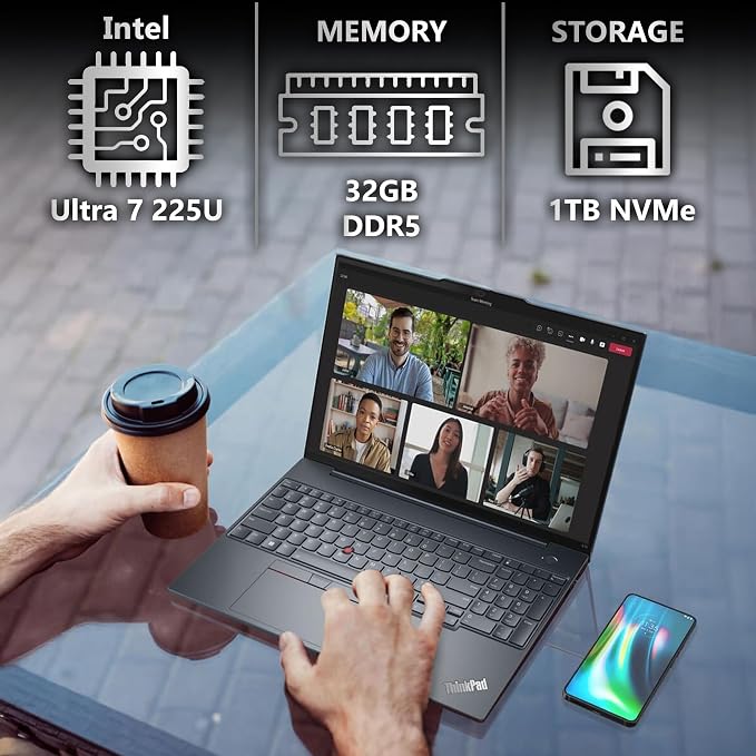 Lenovo ThinkPad T16 Gen 4 AI Business Laptop 16” FHD+ Display, Intel Ultra 7 255U (Beats i7-1355U), 32GB DDR5 RAM, 1TB SSD, 5MB Webcam, Fingerprint, Backlit KB, WiFi 6E + BT, RJ-45, HDMI, Win 11 Pro - Image 3