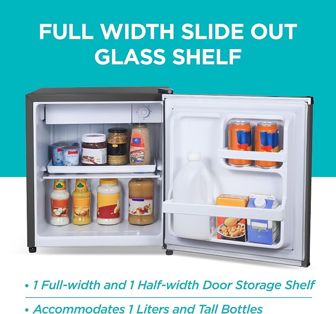 BLACK+DECKER 1.7 Cu. Ft. Compact Refrigerator, Energy Star, BCRK17B, Black | Energy Star Certified, Single Door Mini Fridge with Chiller Compartment, Personal Fridge for Home or Dorm, R600a Refrigerant - Image 4