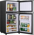3.2 Cu.Ft Mini Fridge with Freezer, 2 Door Small Refrigerator with Adjustable Thermostat Energy-efficient Low Noise, Compact Fridge for Bedroom, Office, Dorm, Pewter by SimpleDeluxe