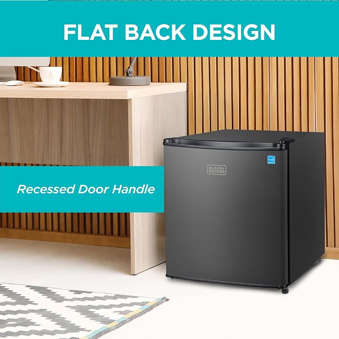 BLACK+DECKER 1.7 Cu. Ft. Compact Refrigerator, Energy Star, BCRK17B, Black | Energy Star Certified, Single Door Mini Fridge with Chiller Compartment, Personal Fridge for Home or Dorm, R600a Refrigerant - Image 6