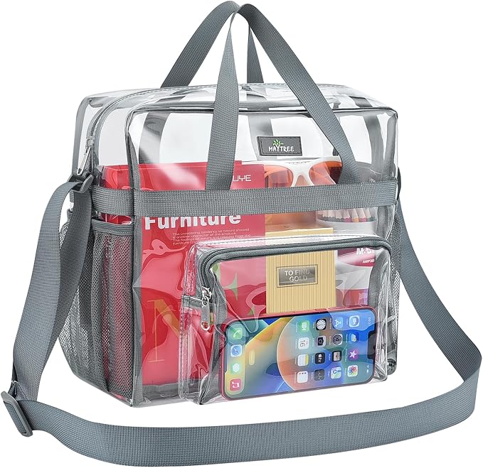 MAY TREE Clear Bag for Stadium Events 12×6×12 Clear Tote Lunch Bag by MAYTREE