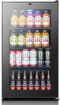 Yeego Beverage Refrigerator Drink Cooler, 130 Cans Mini Fridge | Double-pane Glass Door Cooler, 34°F-54°F Temperature Control, for Soda Wine Beer Home Office Bar, Adjustable Shelves, Black by Yeego
