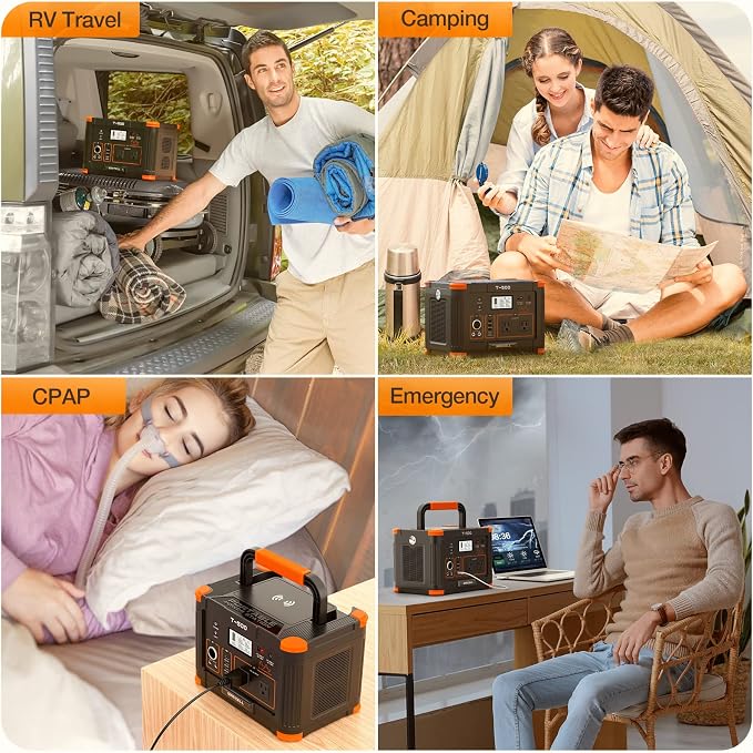 Portable Power Station 500W(Peak 1000W), 519Wh Outdoor Solar Generator Backup Battery Pack with 2 110V AC Outlets, 500W 10-Port Powerhouse for RV/Van Camping Fishing Climbing Road Trip Home Emergency - Image 4