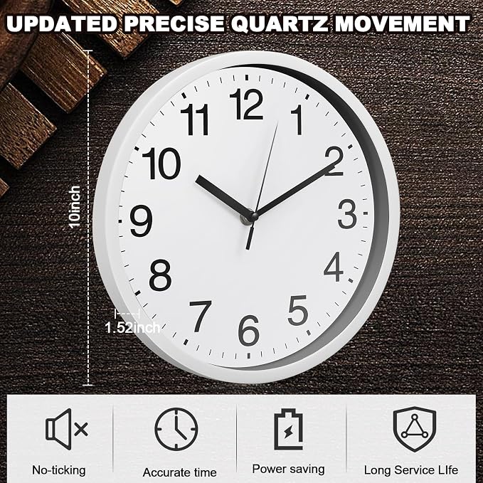 Inbagi 8 Pcs Wall Clock Large Silent Battery Operated Wall Clocks Modern Non - Image 3