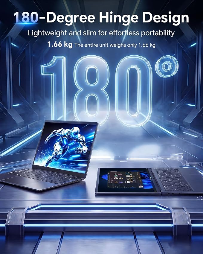 15.6'' AI Laptop with Office 365 12GB RAM 256GB SSD Win 11 Laptops | 7000mAh Battery, IPS FHD, 180°Viewing, Quad-Core Processor, Type-C, WiFi5, Portable Thin Business Student Laptops, Light Gray - Image 9