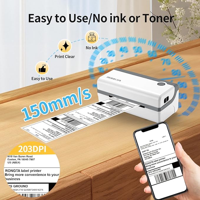 Rongta Bluetooth Thermal Shipping Label Printer, Wireless 4x6 Label Sticker - Image 2