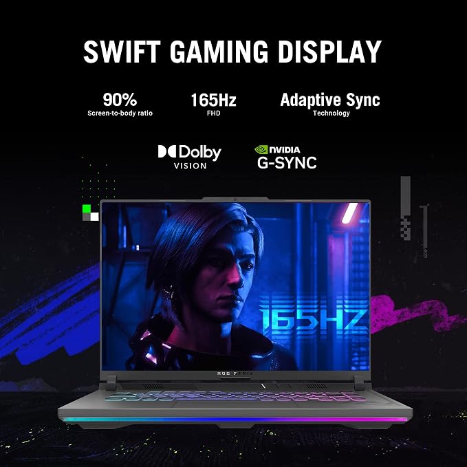 ASUS ROG Strix G16 Gaming Laptop, 165Hz Display, NVIDIA® GeForce RTX™ 4060, Intel Core i7-13650HX, 16GB DDR5, 1TB PCIe Gen4 SSD, Wi-Fi 6E, Windows 11, G614JV-AS74 - Image 6