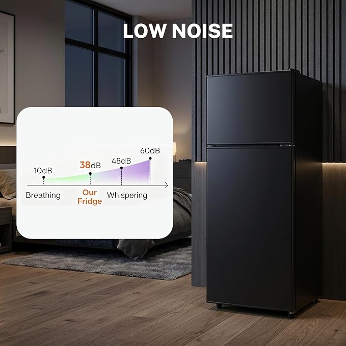 3.2 Cu.Ft Mini Fridge with Freezer, 2 Door Small Refrigerator with Adjustable Thermostat Energy-efficient Low Noise, Compact Fridge for Bedroom, Office, Dorm, Matte Black - Image 5