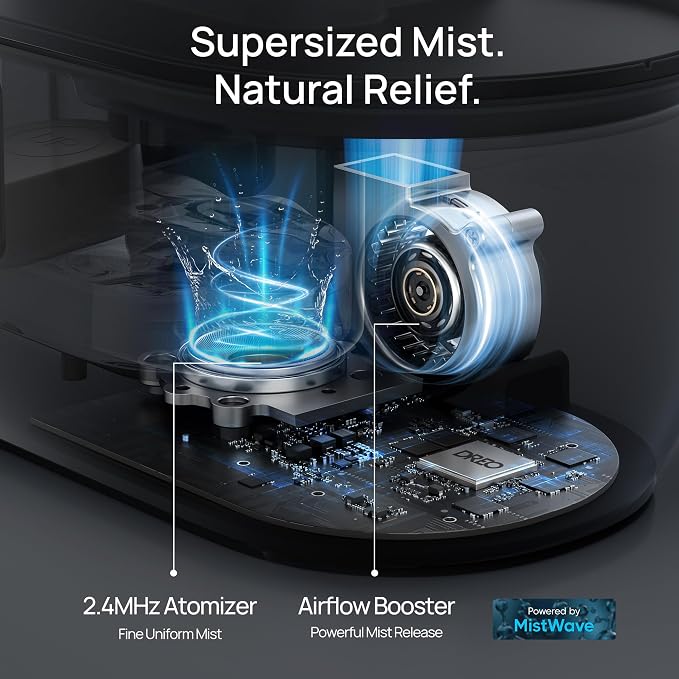 Dreo Humidifiers for Bedroom, 4L Top Fill for Large Room, 36H Runtime, 28 dB Quiet Supersized Cool Mist Air Humidifier for Baby Nursery, Plants, Indoor, Night Light, Easy to Clean & Fill, Black - Image 9