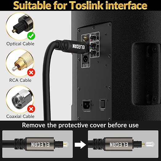 Elecan Optical Audio Cable 150 Ft Digital Audio Toslink Cable Cord-Fiber - Image 5