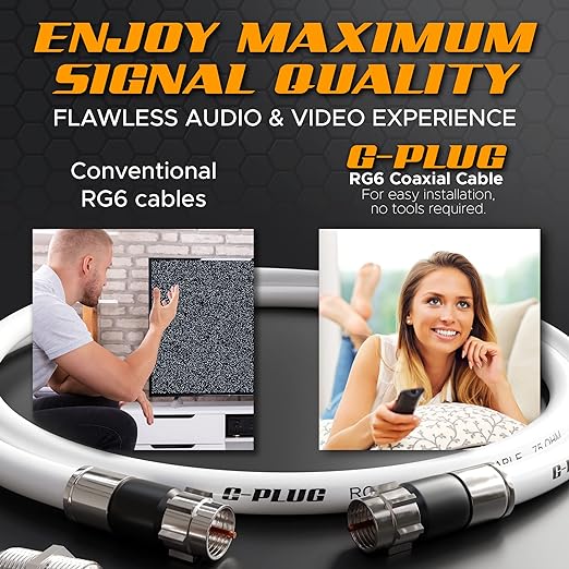 G-PLUG 3FT RG6 Coaxial Cable Connectors Set- High-Speed Internet, Broadband and - Image 6