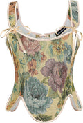 SCARLET DARKNESS Bustier Tops for Women Renaissance Floral Lace Up Bodyshaper by SCARLETDARKNESS