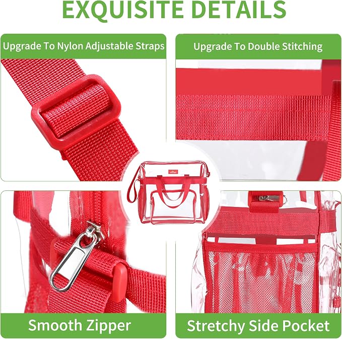 MAY TREE Clear Bag for Stadium Events 12×6×12 Clear Tote Lunch Bag - Image 3