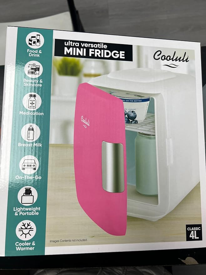 Cooluli Skincare Mini Fridge for Bedroom - Car, Office Desk & Dorm Room - Portable 4L/6 Can Electric Plug In Cooler & Warmer for Food, Drinks, Beauty & Makeup, 12v AC/DC & Exclusive USB, Fuchsia - Image 10