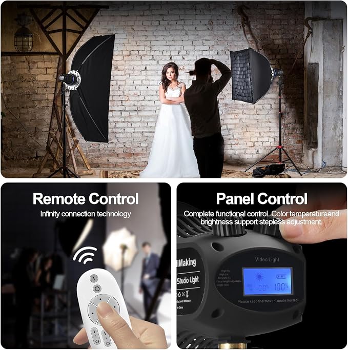 Wellmaking 80W Portable LED Light Continuous Light COB Spotlight Video Light - Image 5