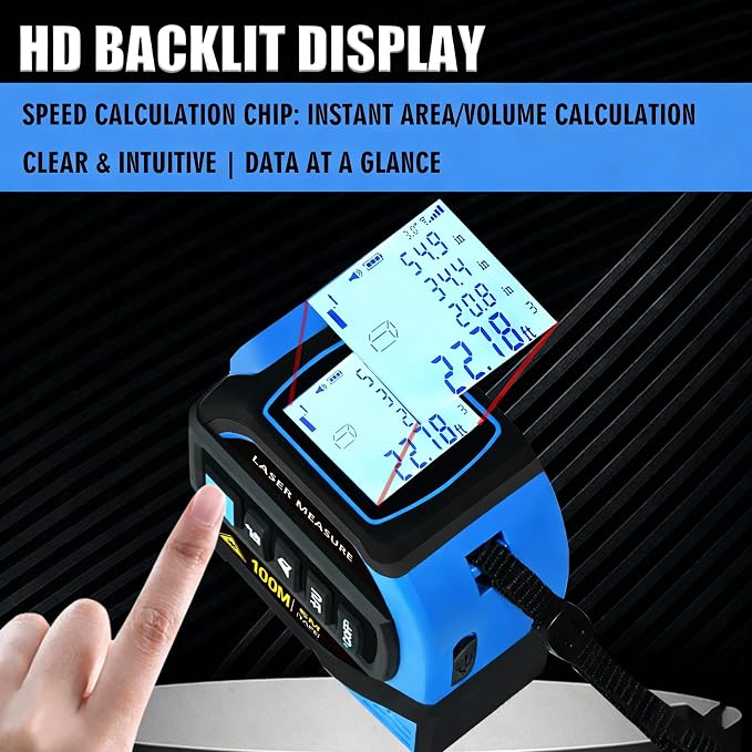 4-in-1 Laser Tape Measure 328FT, Digital Laser Distance Meter, 16FT Steel Tape - Image 4