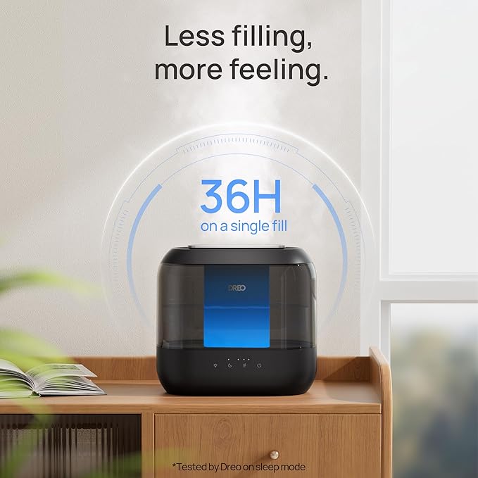 Dreo Humidifiers for Bedroom, 4L Top Fill for Large Room, 36H Runtime, 28 dB Quiet Supersized Cool Mist Air Humidifier for Baby Nursery, Plants, Indoor, Night Light, Easy to Clean & Fill, Black - Image 5