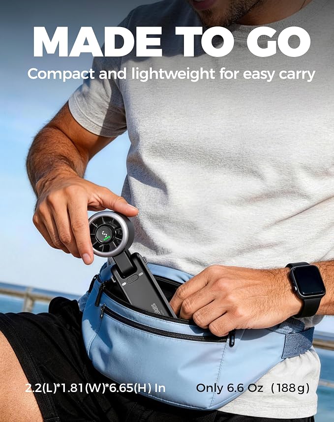 Diveblues Portable Handheld Turbo Fan, 5 Gear Wind, Battery Operated, Up to 12 Working Hours, 3 IN 1 Hand Fan with Air Turbo Tech Cooling Fan for Outdoor Activities, Travel, Working, Obsidian black - Image 5