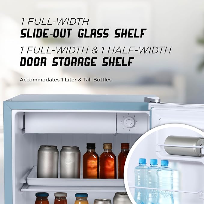 ICEBOX 1.7 Cu. Ft. Compact Refrigerator, ENERGY STAR Certified Small Refrigerator, Single Door Mini Fridge with Chiller Compartment, R600a Refrigerant, IBCR17SLT, Slate Blue - Image 3