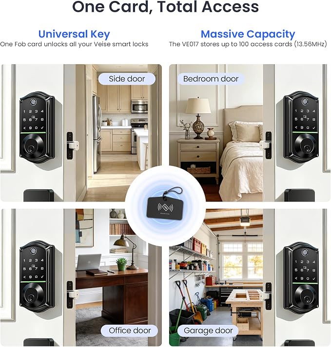 Veise VE017-D Smart Fingerprint Front Door Lock Set, App Control, 8-in-1 - Image 13