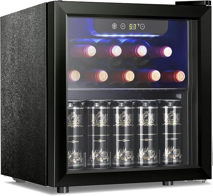 Antarctic Star 12 Bottle/48 Can Mini Fridge Cooler - Beverage Refrigerator Glass Door for Beer Soda Wine, Small Drink Dispenser Clear Front Removable for Home, Office Bar (1.3cu.ft) by AntarcticStar