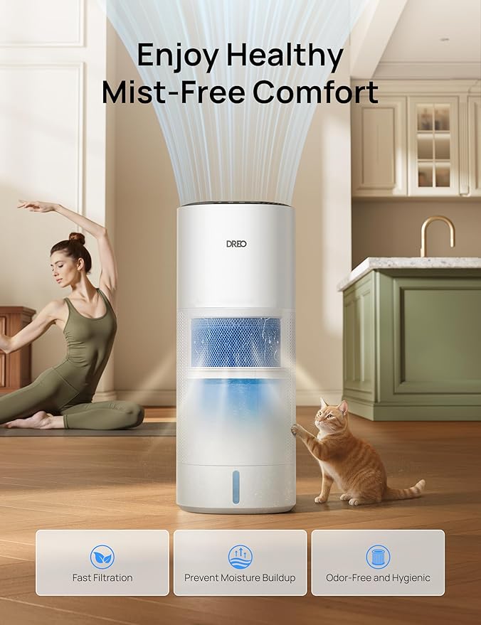 DREO Smart Evaporative Humidifier Large Room up to 1000ft², 800ml/h High Output Air Humidifiers for Bedroom, 10L, 50H Long Runtime with Precise Humidification for Plants, Home, Office, White, HHM774S - Image 4