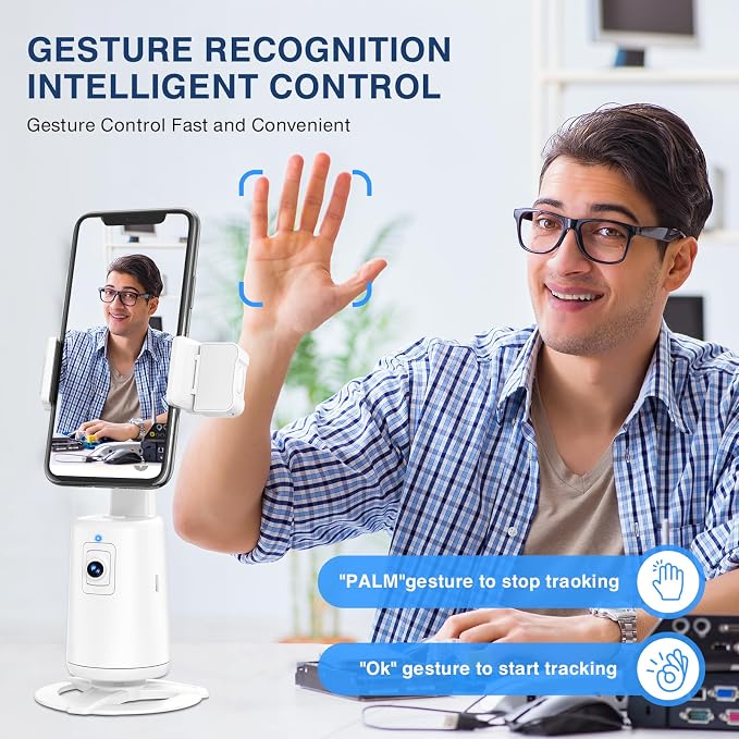 Auto Face Tracking Tripod 360° Rotating Cell Phone Photo and Video Kits Stand - Image 2