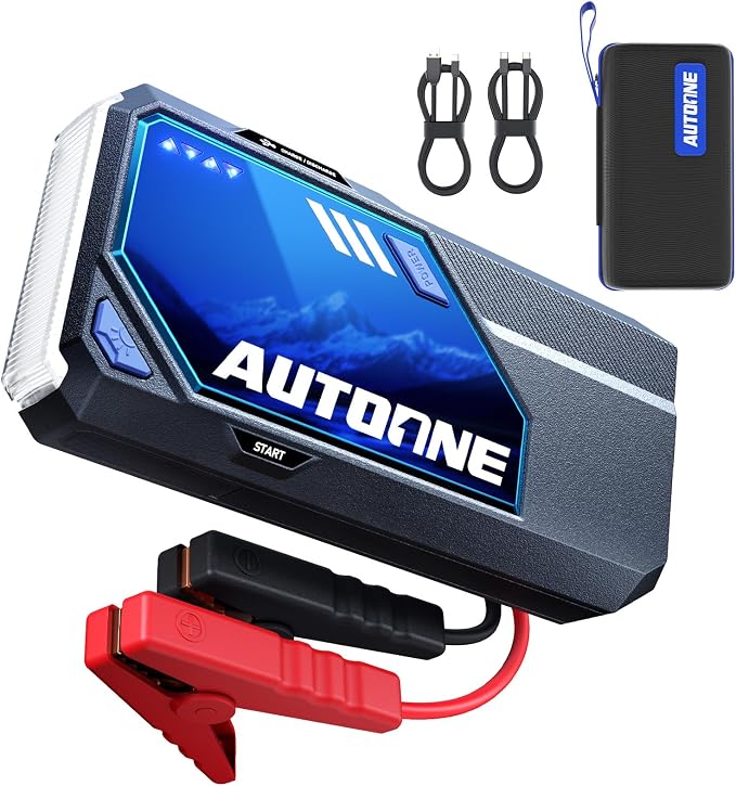 AUTOONE M5 9000A Car Jump Starter 12V Battery Jumper Starter Portable (All Gas/All Diesel) 168W DC Jump Box for Car Battery with Built-in Booster, Type-C Fast Charge & Jumper Cables Jump Pack by AUTOONE