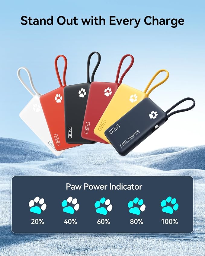 INIU PawGo Portable Charger, 45W PD 10000mAh Slim Power Bank with Built-in USB-C, Travel Airplane Camping Hiking, for Family Commuter Students Photographers - Image 8