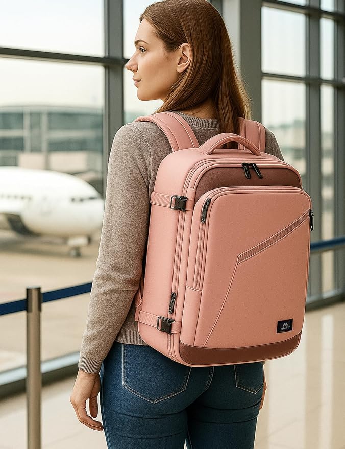 MATEIN Pink Travel Backpack for Women, 40L Water Resistant Carry on Backpack - Image 9