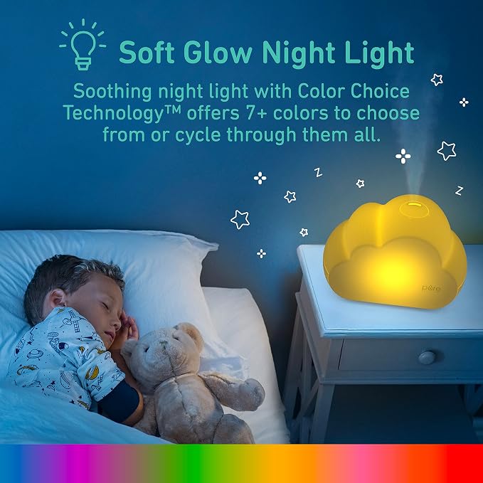 Pure Enrichment PureBaby Cloud Ultrasonic Cool Mist Humidifier Quiet Variable Mist for up to 24 Hrs Ideal for Baby Nurseries & Kids Bedrooms to Relieve Congestion Colds & Coughs, Night Light, BPA-Free - Image 3
