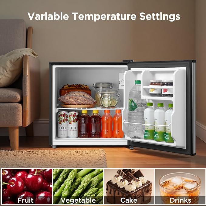 Midea 1.7 Cu.ft Mini Fridge, Energy Star Certified, Low Noise for Bedroom | Adjustable Thermostat, Reversible Door,Ideal for Dorm, Office,Steel Gray - Image 4