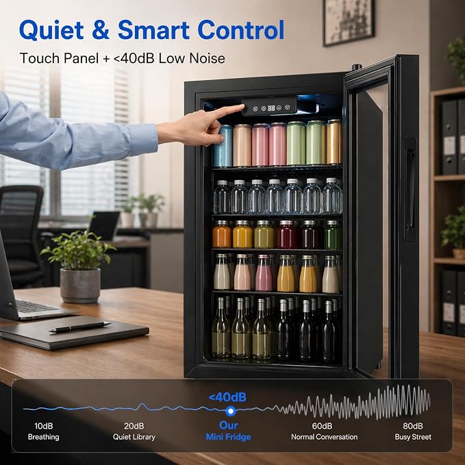 Dawmilon 3.2 Cu.Ft Beverage Refrigerator, 126 Can Beverage Cooler, Glass Door Drink Fridge, Mini Fridge with Digital Temperature Control and Air Cooling System for Beer Soda Wine Home Office Bar - Image 4